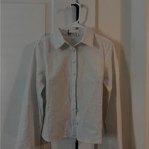 Princess Polly Cream and Black Striped Shirt
